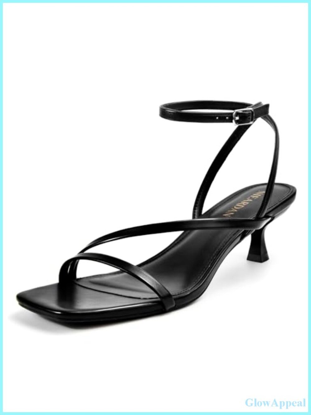 Women's Kitten Heel Square Open Toe Ankle Buckle Dress Sandals